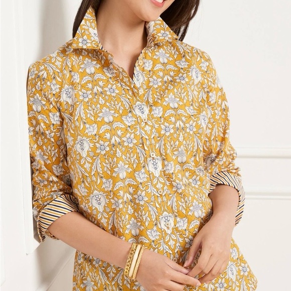 Talbots Tops - Talbots Yellow Floral Button Down Shirt
